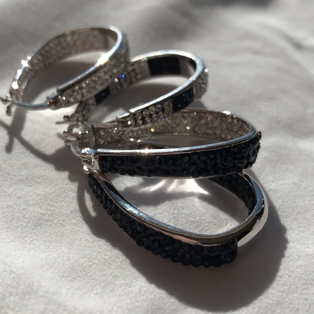 In/Out Black/White Hoop Earrings